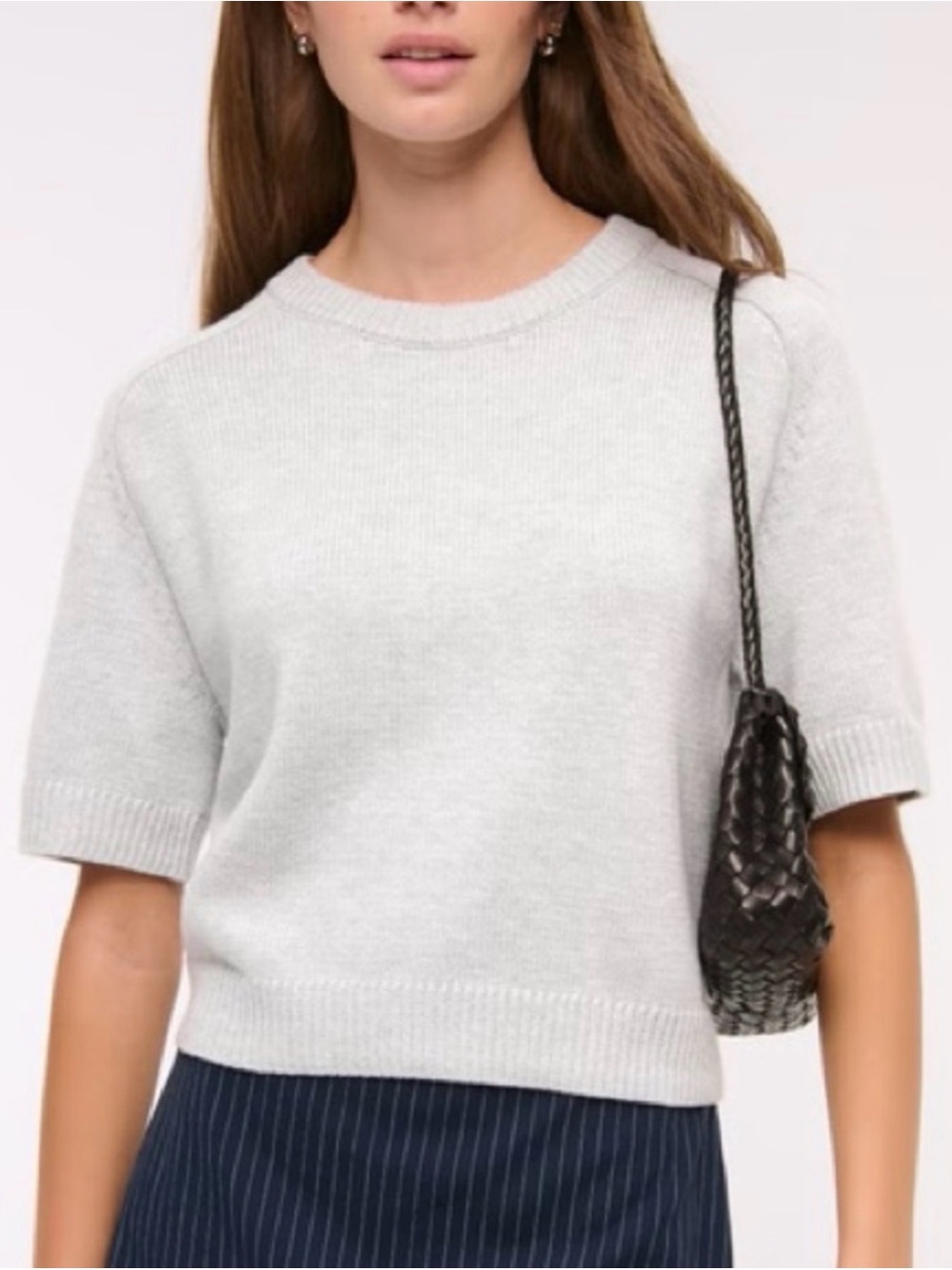 Abercrombie & Fitch Pale Gray Crewneck Knit Sweater